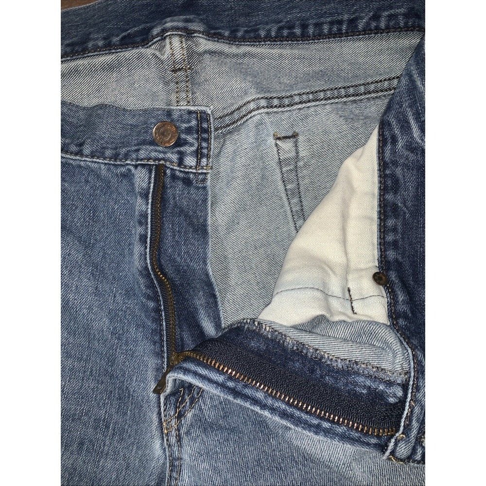 VTG Polo Ralph Lauren Mens 36 Denim Shorts‎ Raw Hem Blue Medium Wash Cut Off - Picture 5 of 14